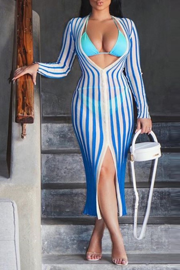 

lovely Spaghetti Strap Blue Two-piece Swimsuit(With Cover-up