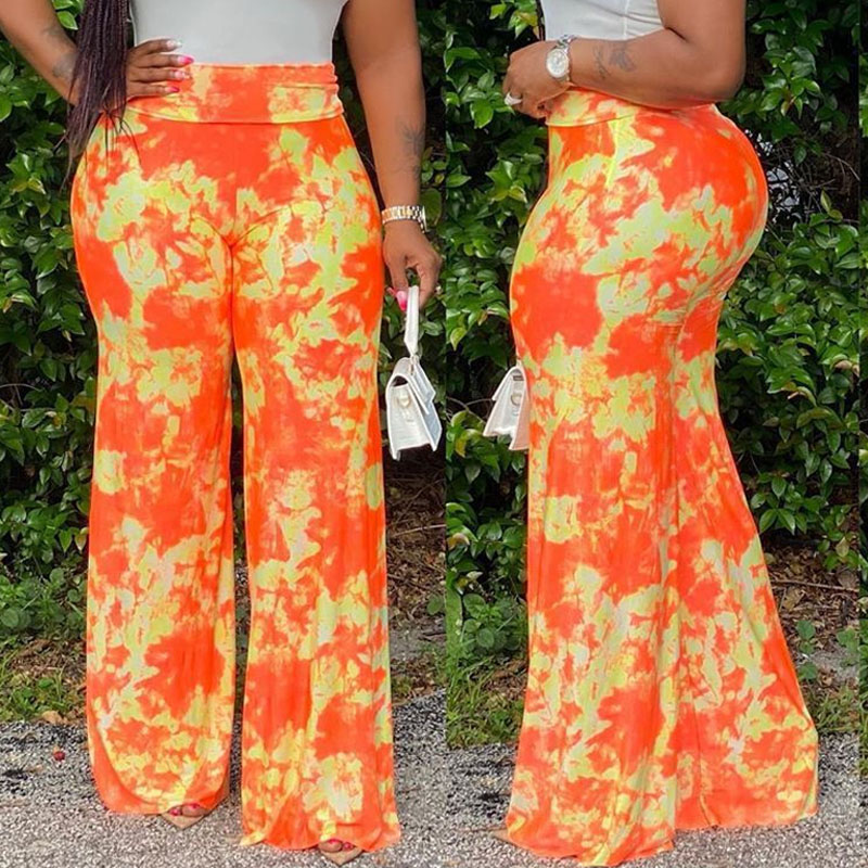 

Lovely Casual Tie-dye Print Yellow Pants