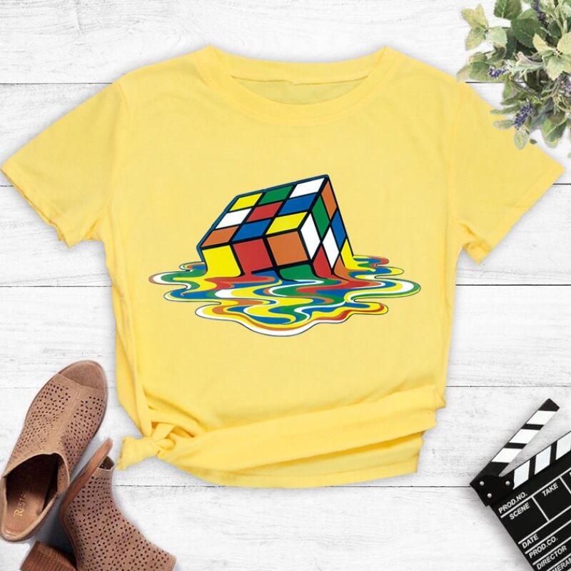 

Lovely Casual O Neck Print Yellow T-shirt