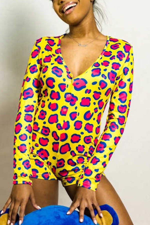 

lovely Stylish Print Yellow One-piece Romper