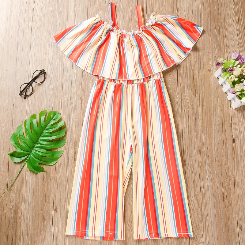 

lovely Trendy Striped Red Girl One-piece Jumpsuit