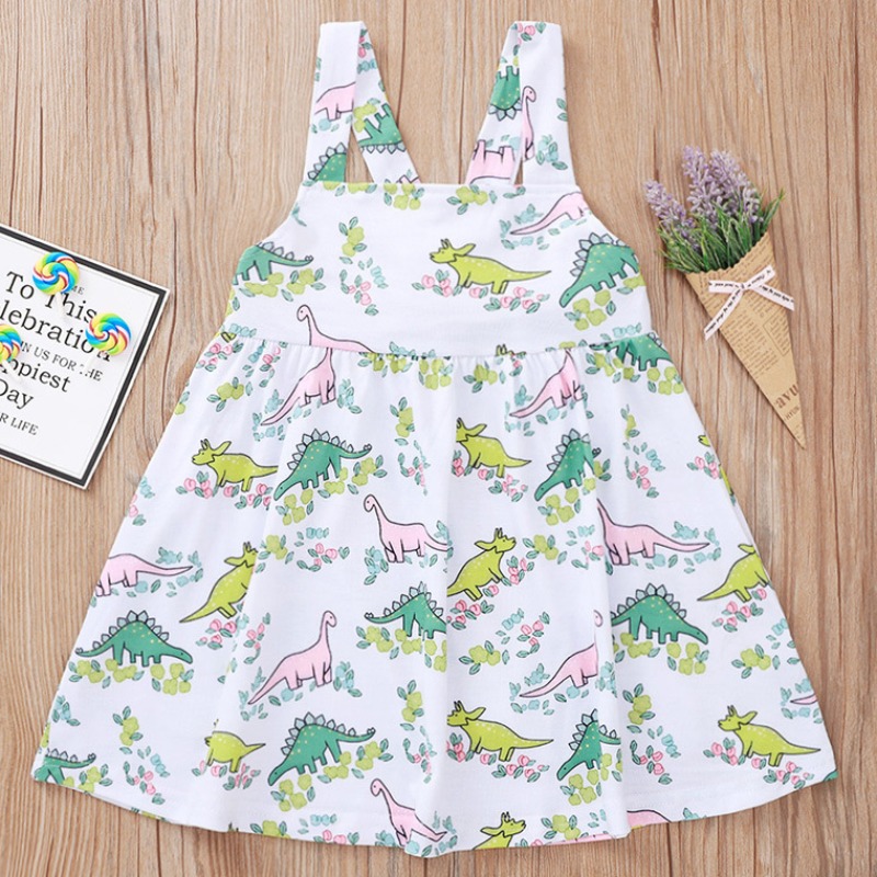 

lovely Sweet Print White Girl Knee Length Dress