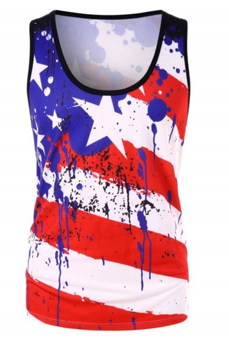 

lovely Independence Day Casual Print Blue Camisole