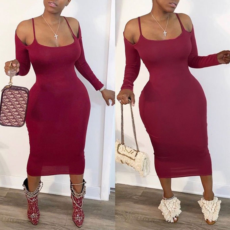 

Lovely Leisure Hollow-out Wine Red Mid Calf Dress