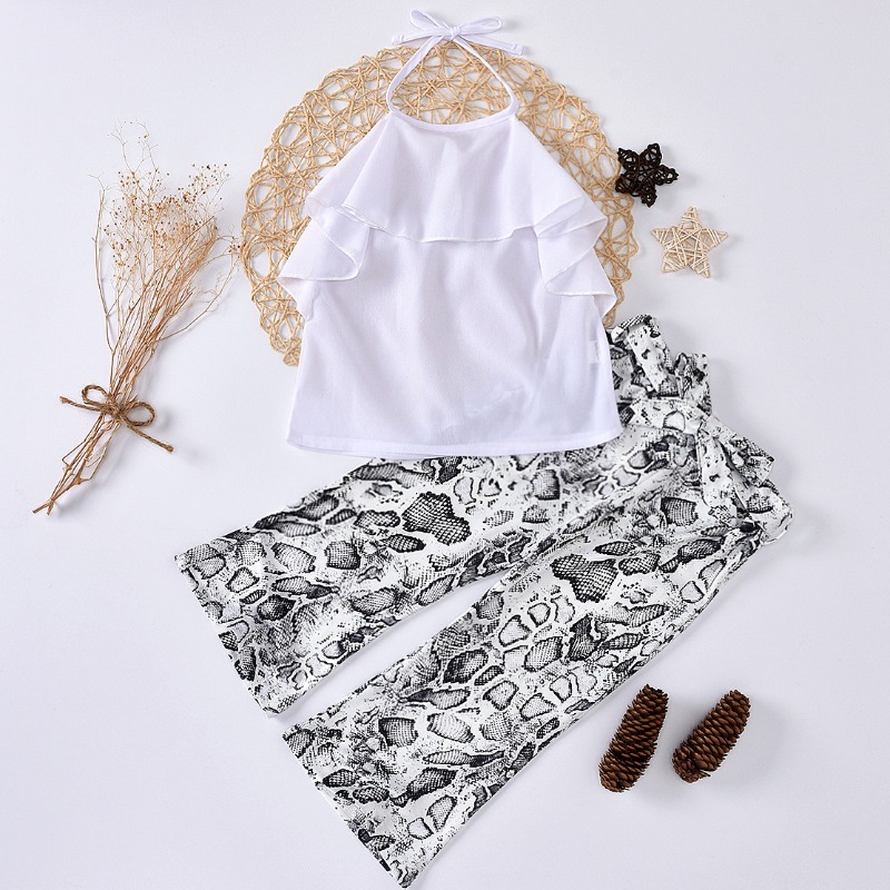 

lovely Casual Print White Girl Two-piece Pants Set