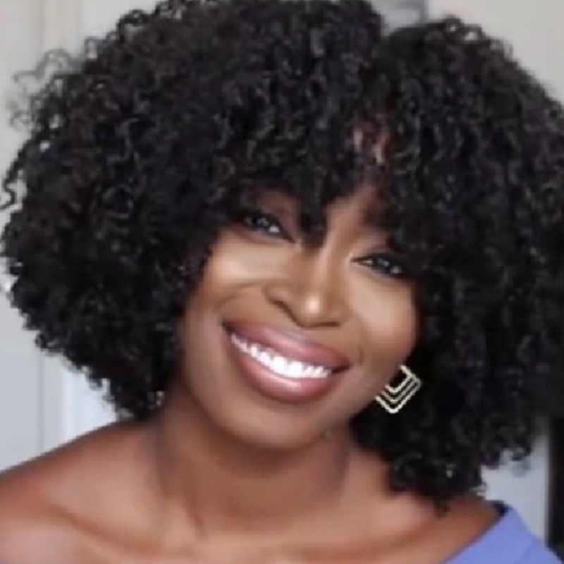 

Lovely Stylish Short Curly Black Wigs