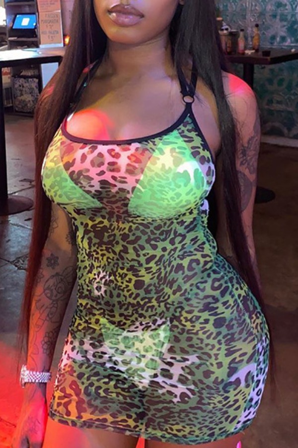 

lovely Leopard Print Cover-up(Without Lining