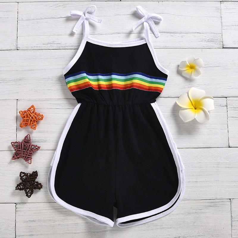 

lovely Sportswear Patchwork Black Girl One-piece Romper