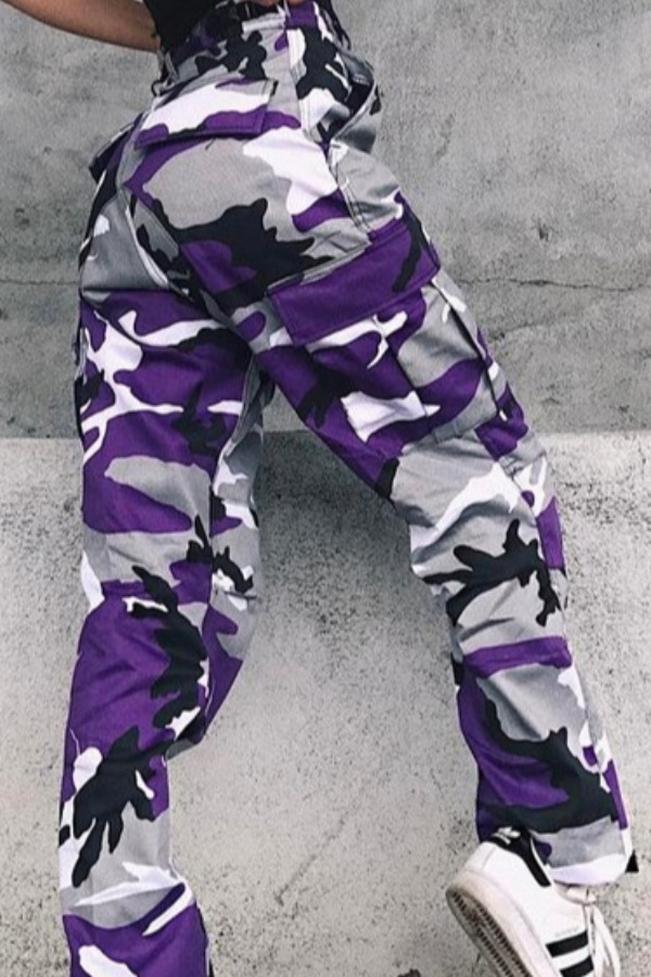 

lovely Leisure Camo Print Purple Pants