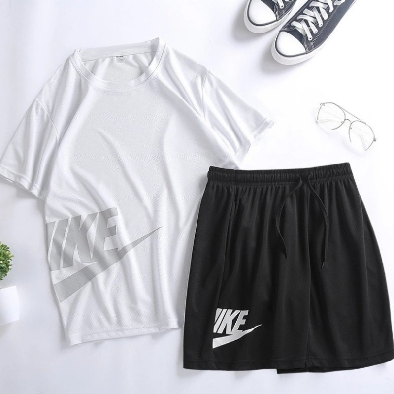 

Men Lovely Sportswear Letter White Men Two-piece Shorts Set