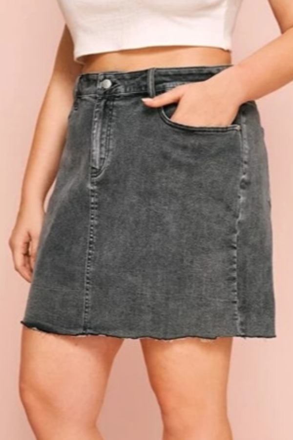 

lovely Casual Basic Black Plus Size Denim Skirt