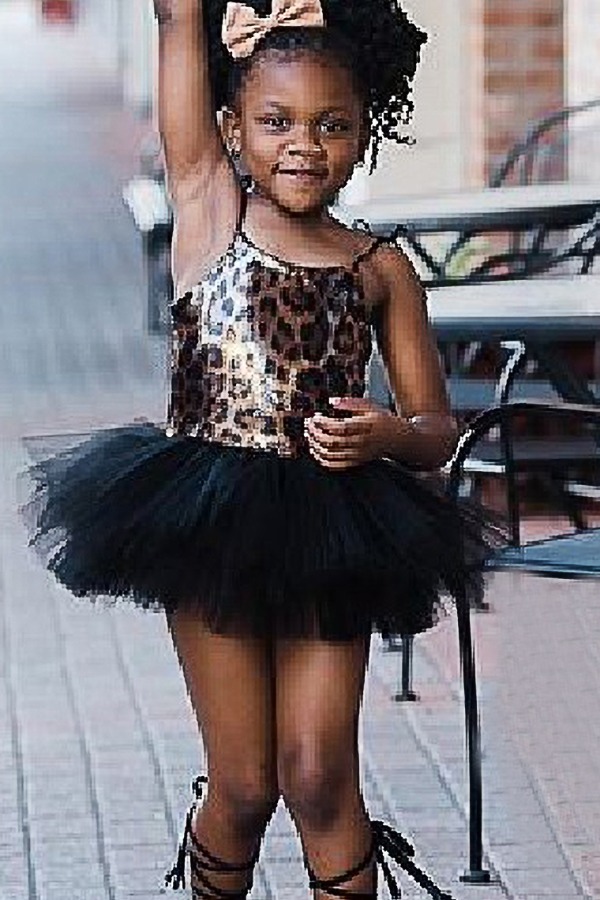 

lovely Trendy Print Black Girl Knee Length Dress