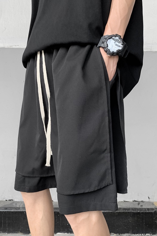 

lovely Casual Lace-up Black Shorts