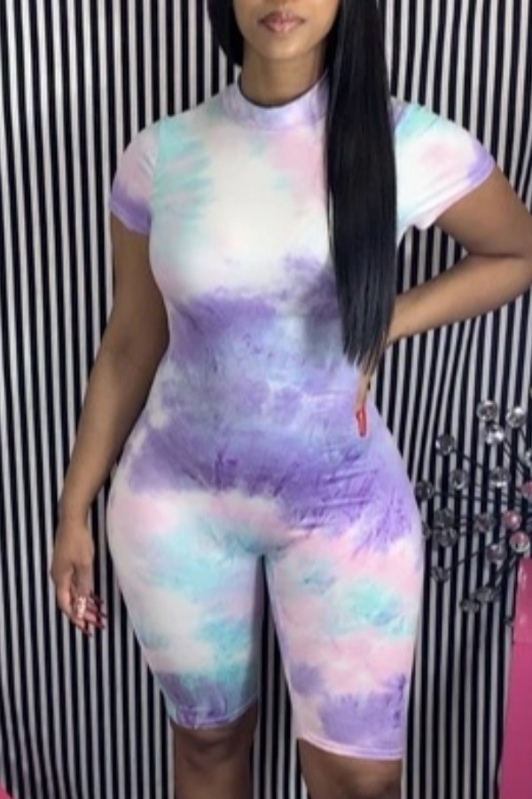 

lovely Stylish Tie-dye Purple One-piece Romper