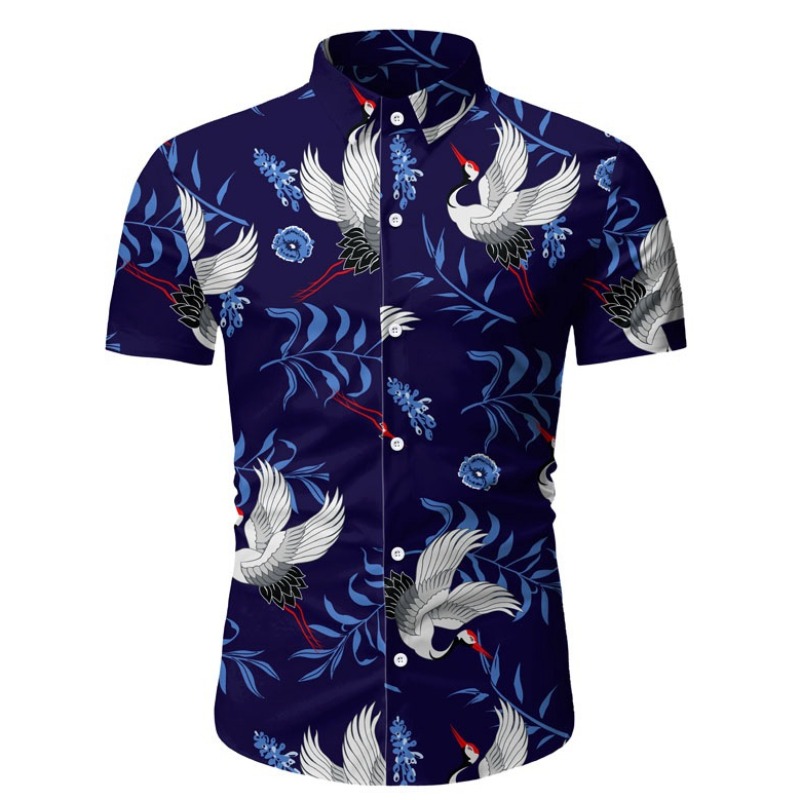 

Lovely Trendy Turndown Collar Print Blue Shirt