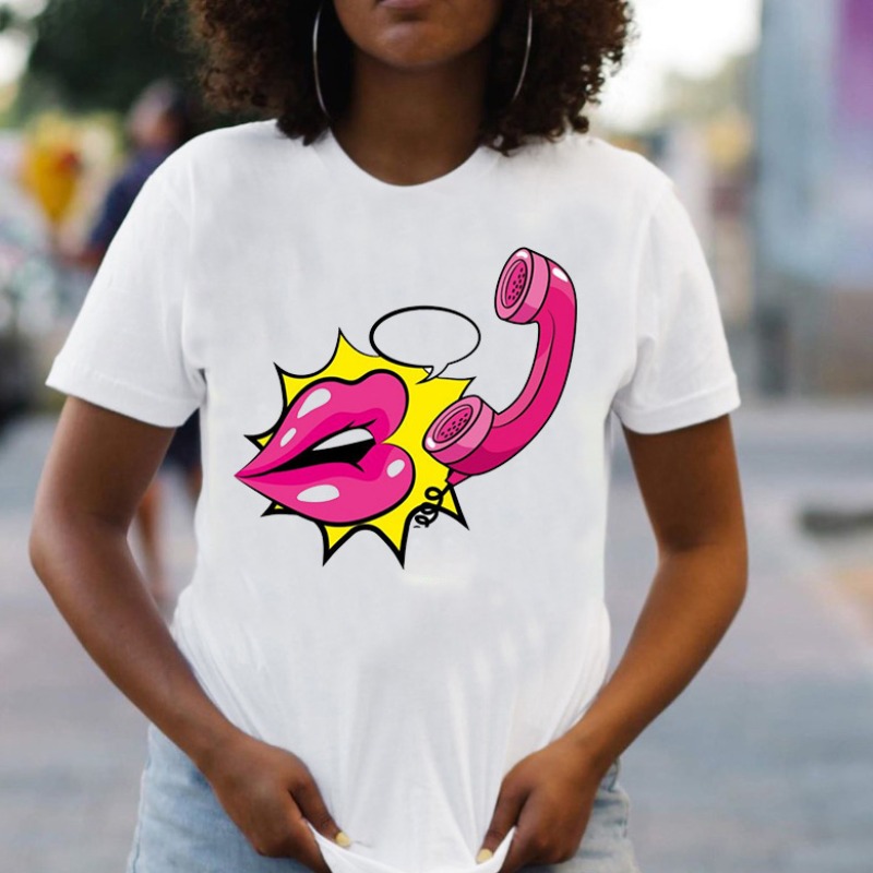 

lovely Casual O Neck Print White T-shirt