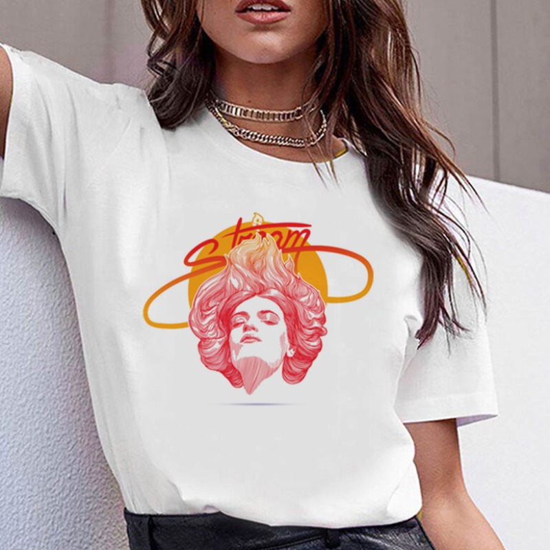 

lovely Casual O Neck Print White Plus Size T-shirt