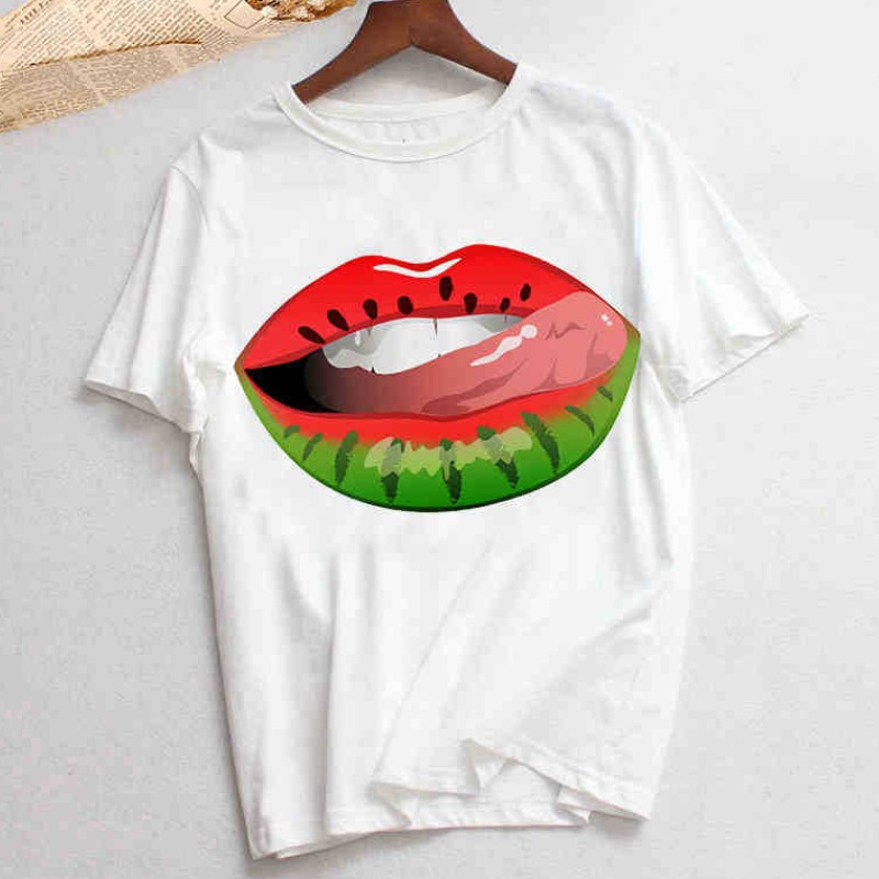 

lovely Leisure O Neck Lip Print Green T-shirt