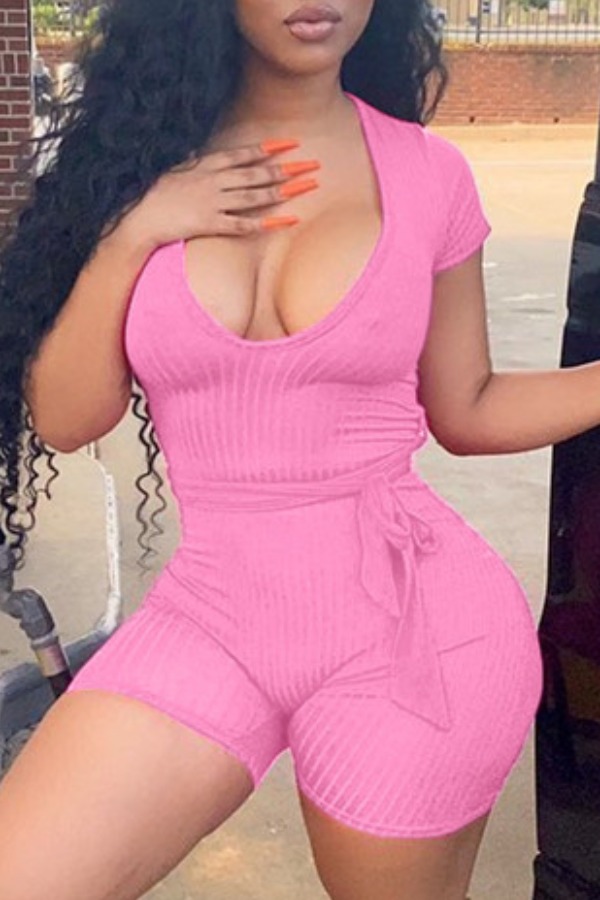 

lovely Stylish Striped Pink One-piece Romper