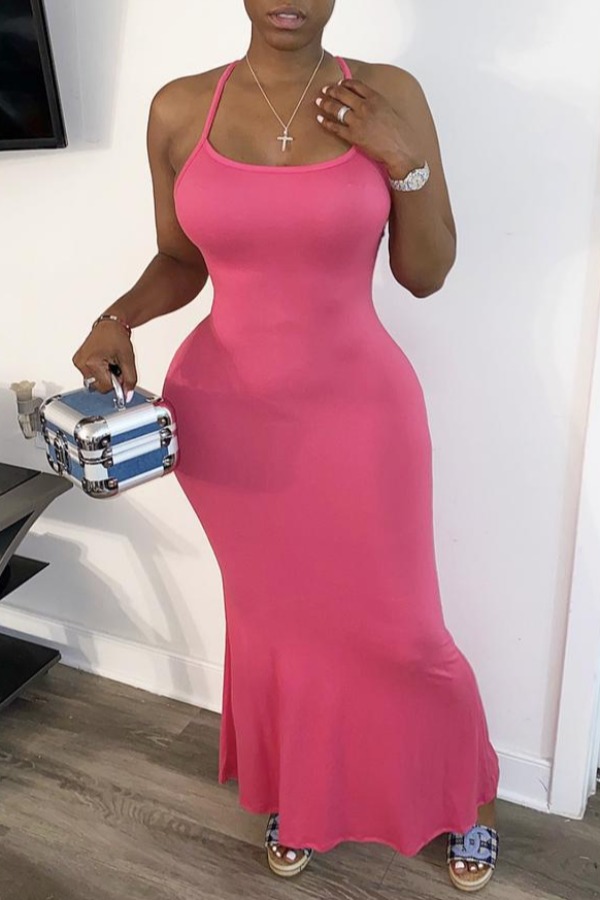 

lovely Sexy fishtail Rose Red Ankle Length Dress