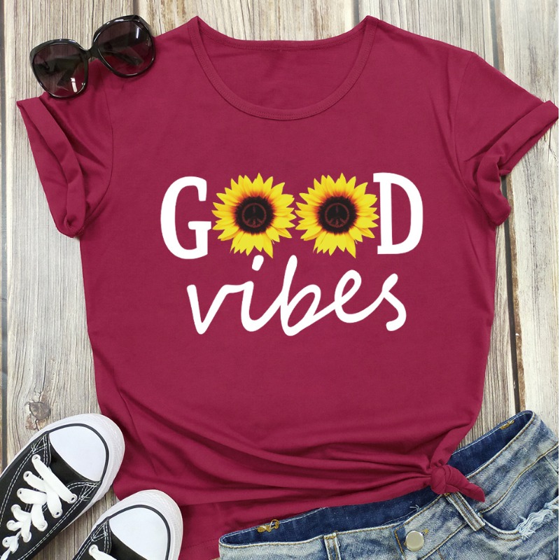 

lovely Casual O Neck Print Red Plus Size T-shirt