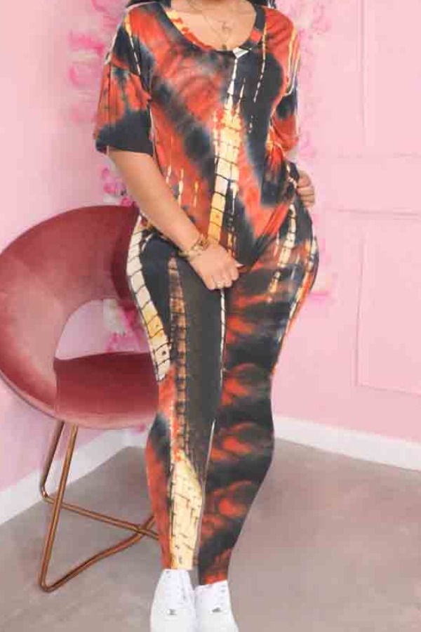 

Lovely Leisure Tie-dye Black Two-piece Pants Set