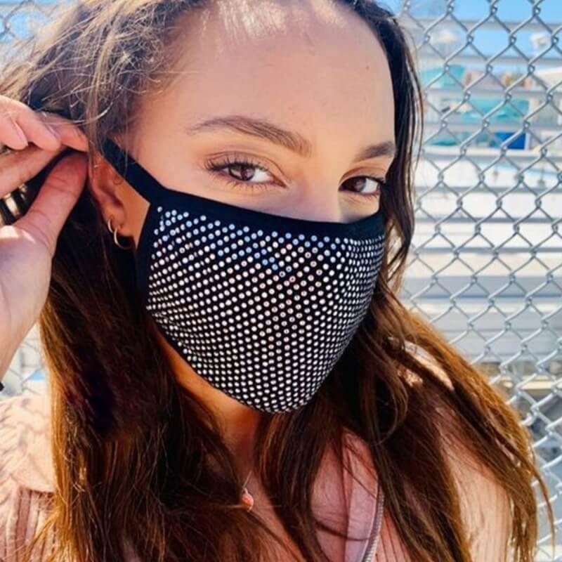

Lovely Rhinestone Decorative Black Face Mask