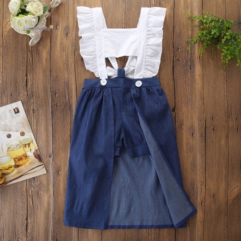 

lovely Sweet Patchwork Blue Girl Mid Calf Dress