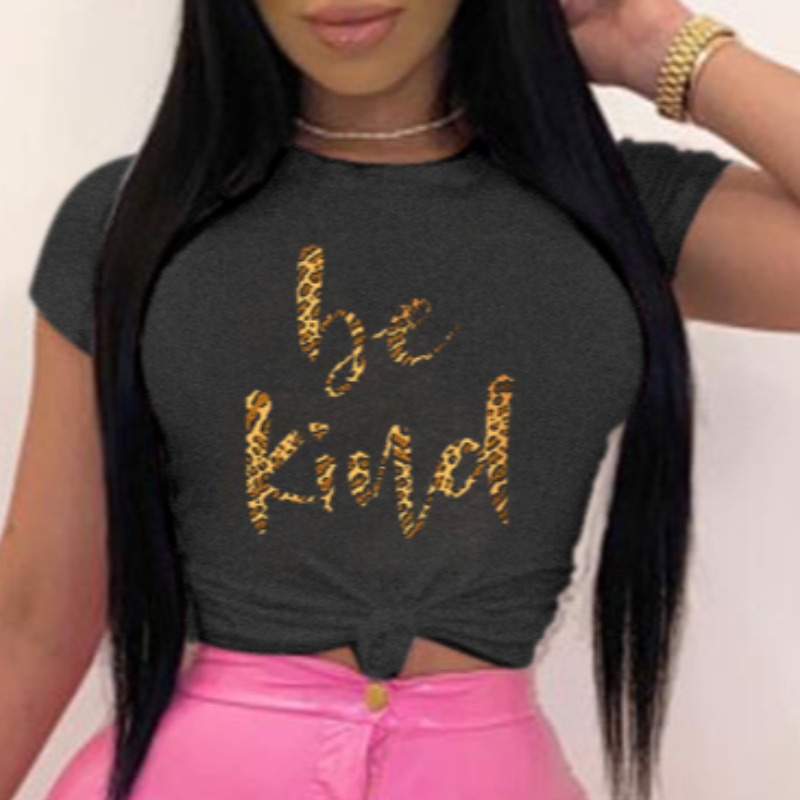 

lovely Leisure O Neck Letter Print Black T-shirt
