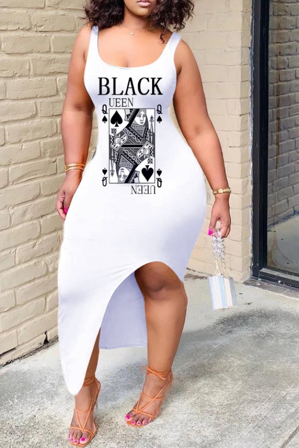 

Lovely Casual Print White Ankle Length Dress
