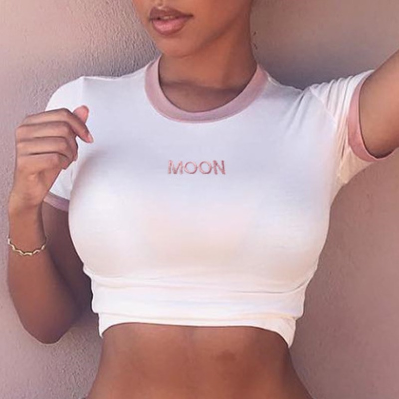

lovely Casual O Neck Letter White T-shirt