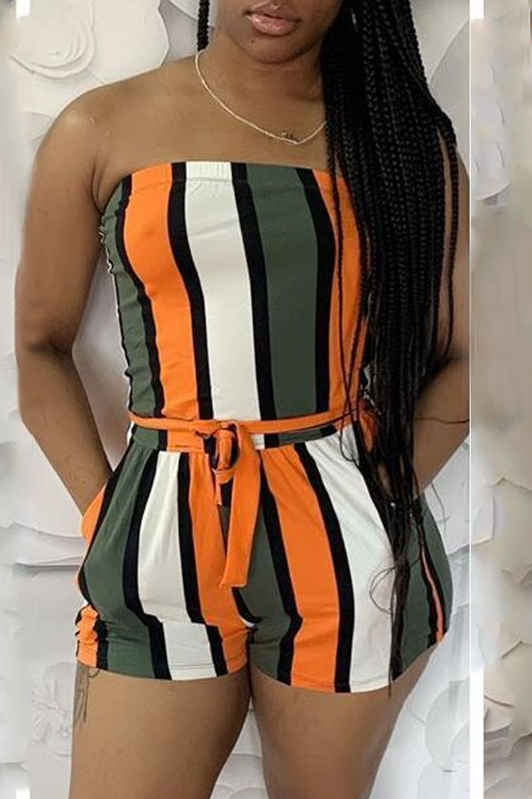 

lovely Trendy Dew Shoulder Striped Croci One-piece Romper