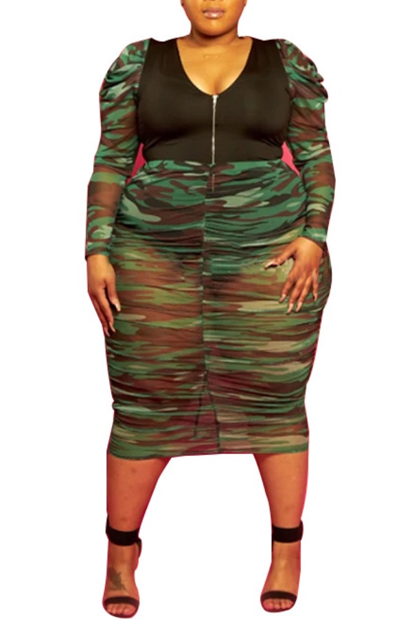 

lovely Casual Patchwork Black Plus Size Two-piece Skirt Set