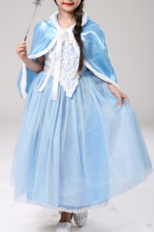 

lovely Sweet Patchwork Baby Blue Girl Ankle Length Dress