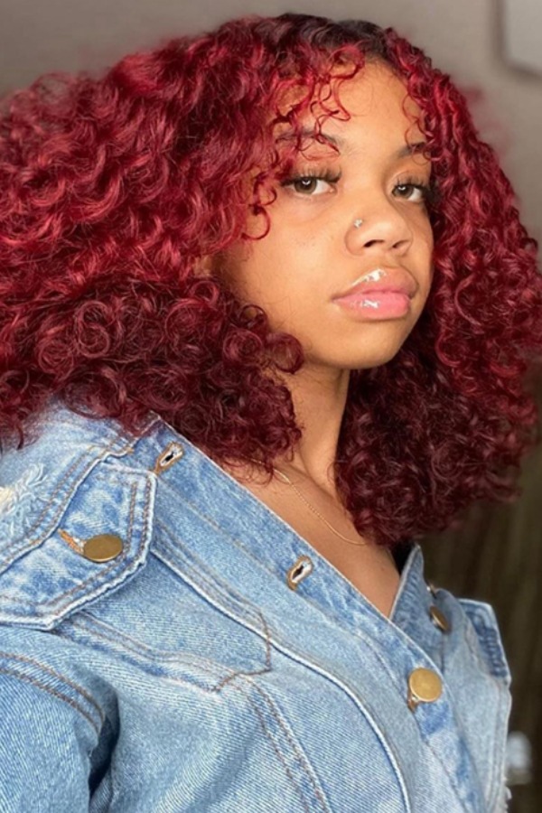 

lovely Trendy Bobo Curly Wine Red Wigs