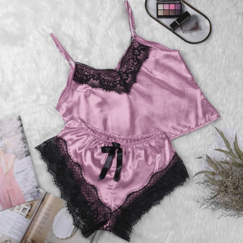 

lovely Sexy Lace Patchwork Pink Sleepwear