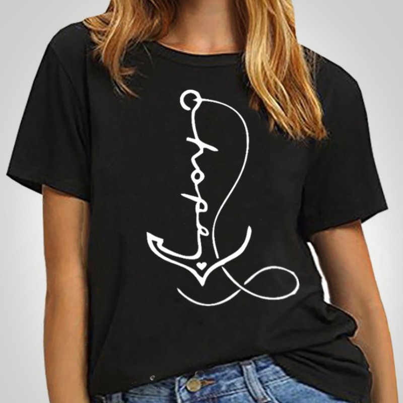 

lovely Leisure O Neck Print Black Plus Size T-shirt