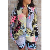 lovely Stylish Print Pink One-piece Romper