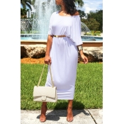 lovely Casual O Neck White Ankle Length Maxi Dress