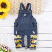lovely Stylish Patchwork Blue Girl One-piece Jumps
