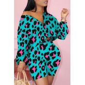 LW Plus Size Casual Leopard Print Two-piece Shorts