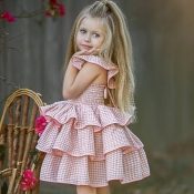 lovely Sweet Layered Cascading Ruffle Pink Girl Kn