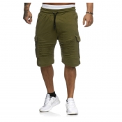 Men Lovely Casual Pocket Patched Green Shorts