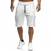 Men Lovely Casual Pocket Patched White Shorts