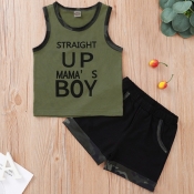 lovely Casual Letter Green Boy Two-piece Shorts Se