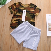 lovely Casual Camo Print Boy Two-piece Shorts Set