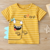 lovely Casual O Neck Letter Print Yellow Boy T-shi
