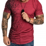 Men lovely Casual O Neck Print Red T-shirt