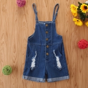 lovely Trendy Buttons Design Blue Girl One-piece R