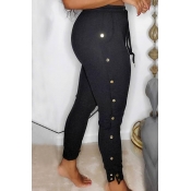 lovely Stylish Buttons Design Black Pants